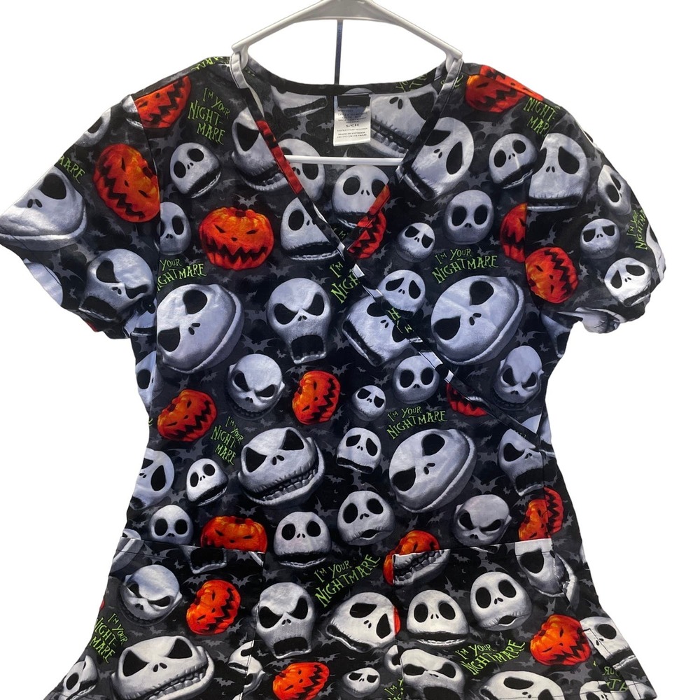 NWOT Disney Nightmare Before Christmas Small Scrubs Top